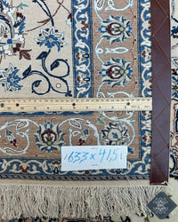 Persian Naeen Rug | 13' 7" X 20' 9" | White & Blue Colours | Extremely Fine | Urban Production