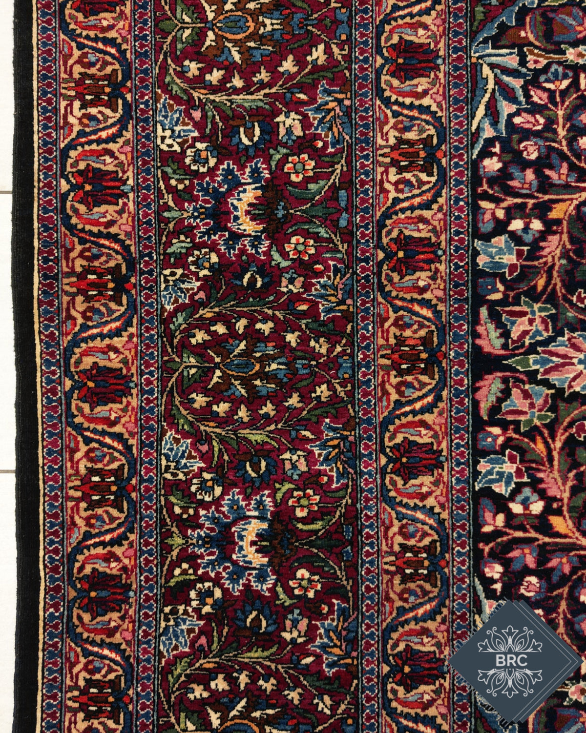 Antique Persian Doroksh Rug Circa 1920 | 8' 4" X 12' 2" | Navy-Blue & Purple Colours | Finely Woven | Urban Production