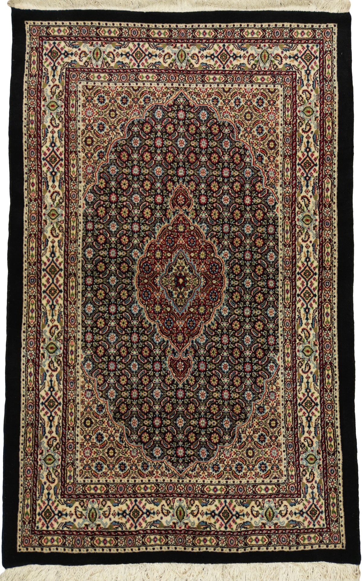 Persian Mood Mashhad Rug | 3' 1" X 4' 11" | Midnight Blue & Cream Colours | Medallion Design | Urban Production