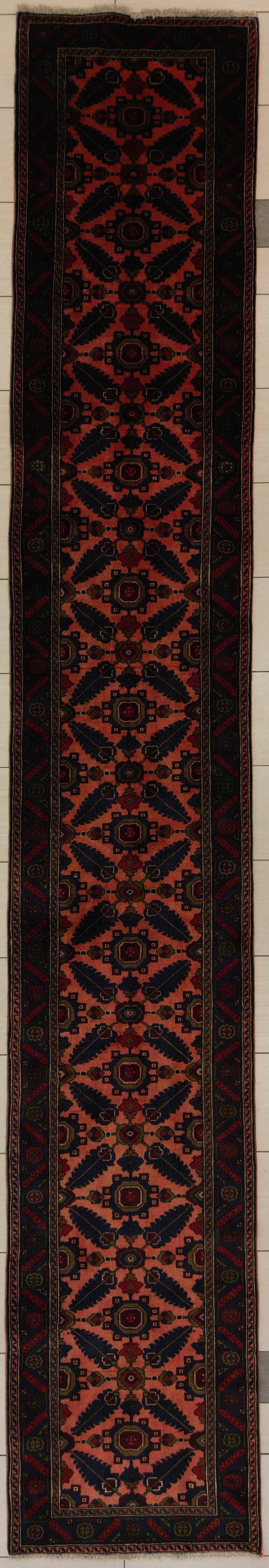 Persian Kulyahi Runner | 2' 7" X 15' 7" | Pink & Blue Colours | Tribal Production