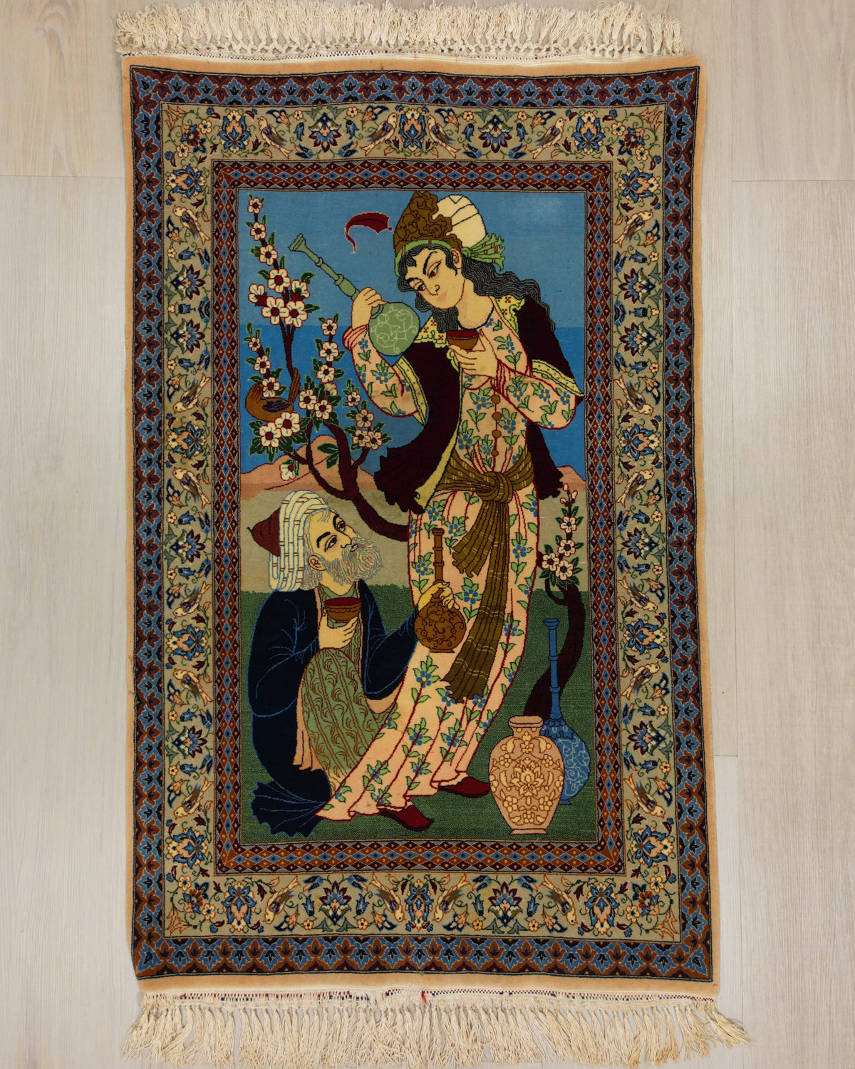 Persian Isfahan Rug | 2' 6" X 3' 10" | Multicolour | Omar Khayyam Design | Urban Production