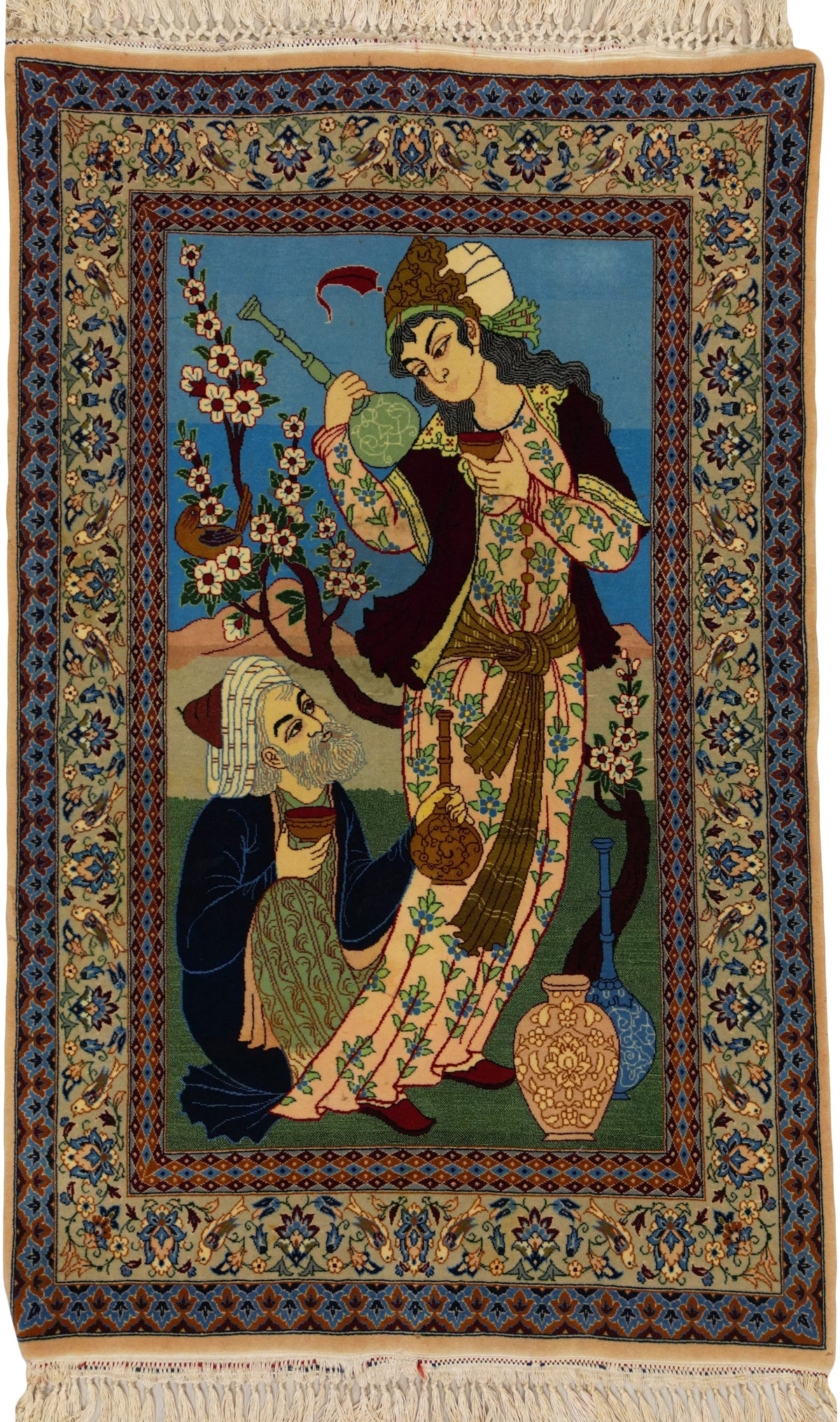 Persian Isfahan Rug | 2' 6" X 3' 10" | Multicolour | Omar Khayyam Design | Urban Production