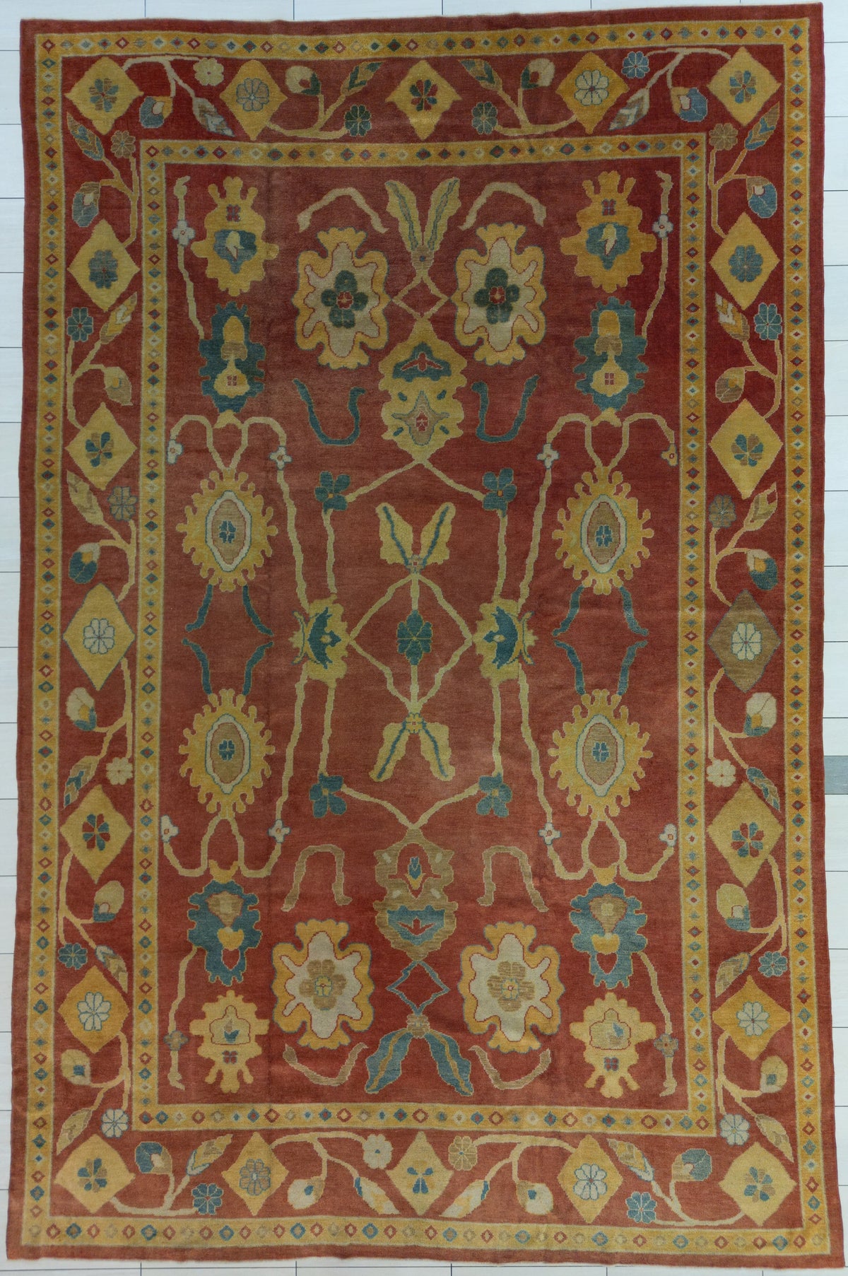 Turkish Rug | 10' 8" X 16' 3" | Coral & Beige Colours | Allover Design | Urban Production