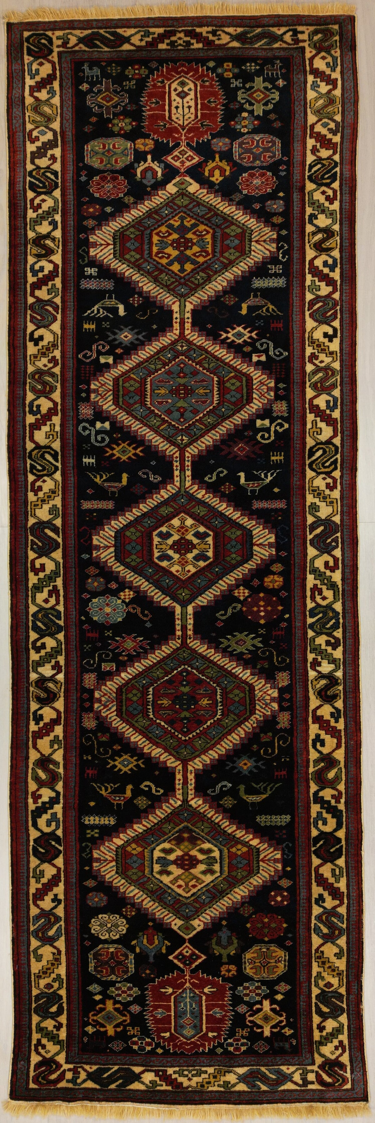 Caucasian Reproduction Runner | 2' 12" X 9' 0" | Midnight Blue Colour | Geometric Design | Urban Production