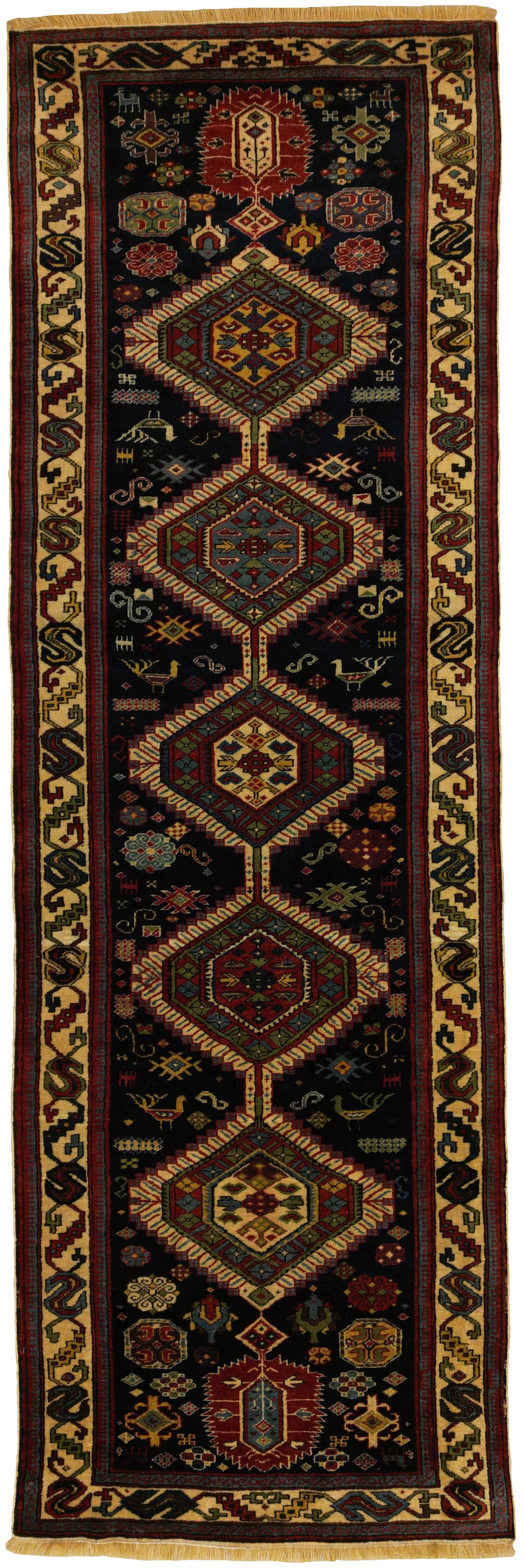 Caucasian Reproduction Runner | 2' 12" X 9' 0" | Midnight Blue Colour | Geometric Design | Urban Production