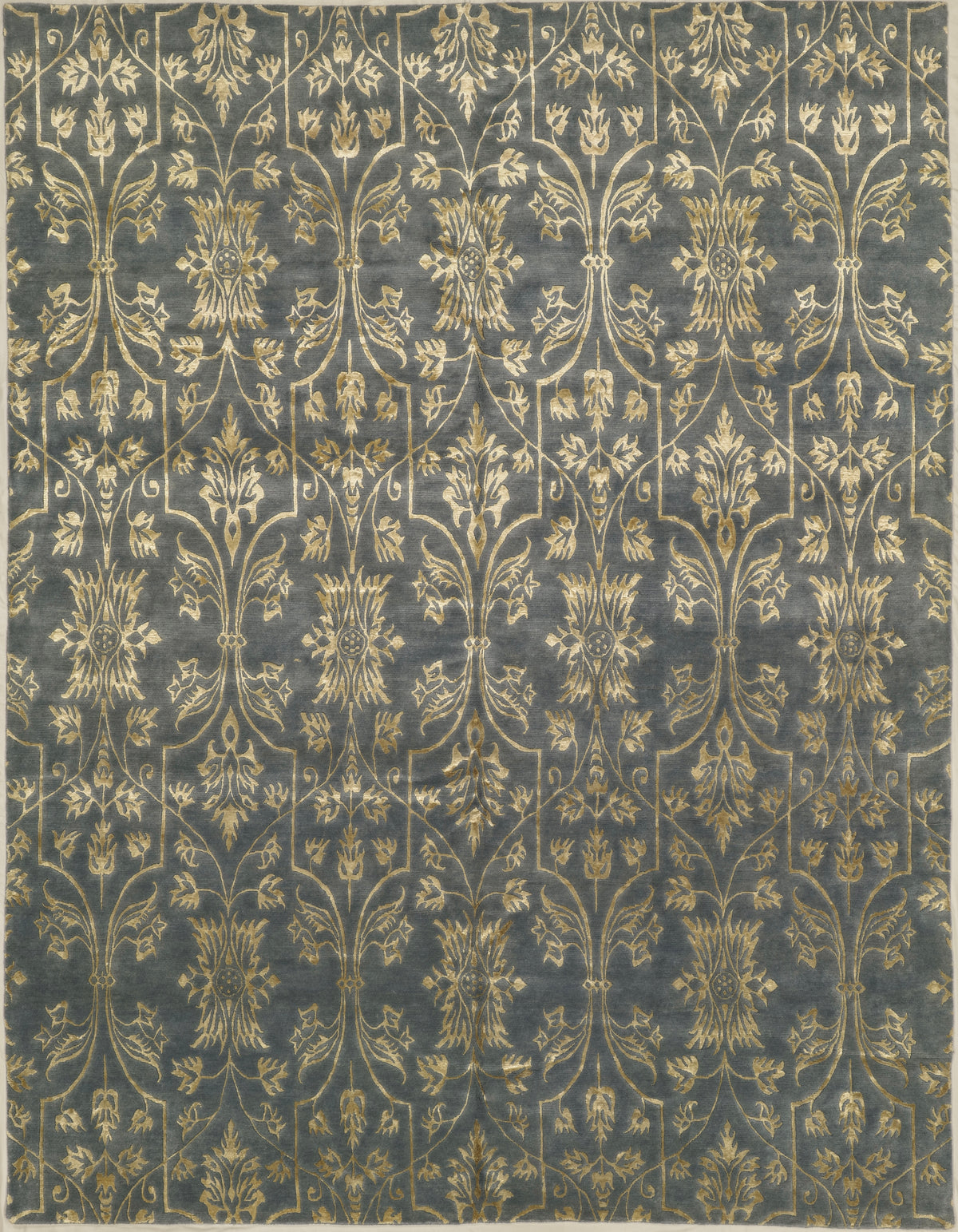 Jaipur Rug | 9' 1" X 11' 9" | Skyblue & Silver Arabesque Design | Urban Production
