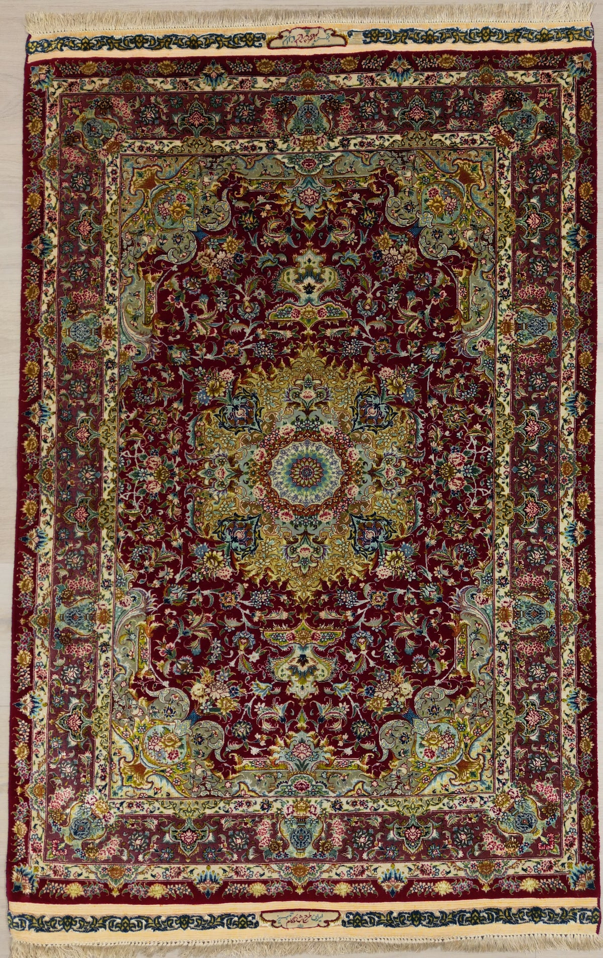 Persian Tabriz Rug | 3' 5" X 4' 11" | Red Colour | Floral Medallion Design | Urban Production