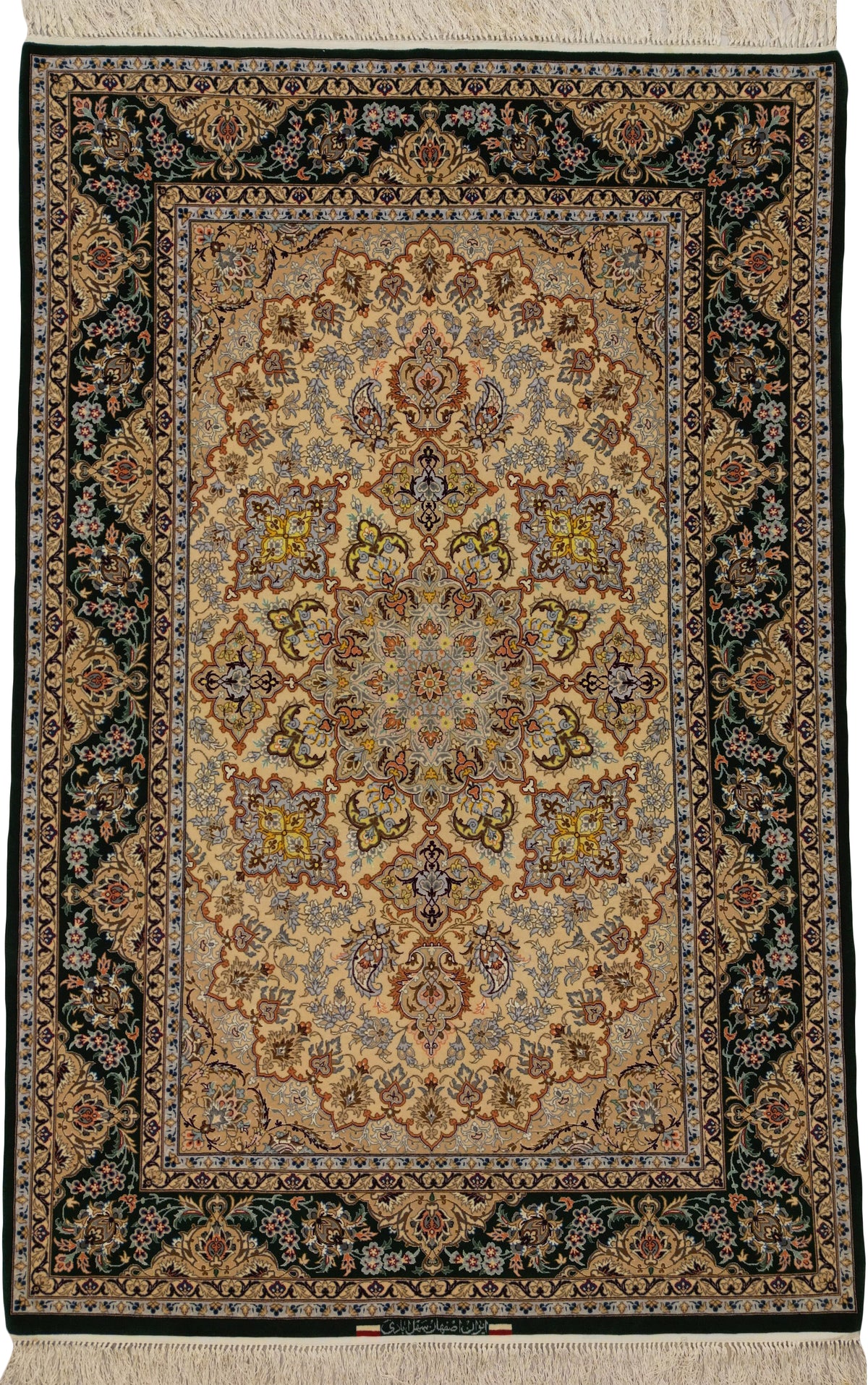 Persian Isfahan Rug | 4' 5" X 6' 9" | Light Colours | Floral Medallion Design | Urban Production