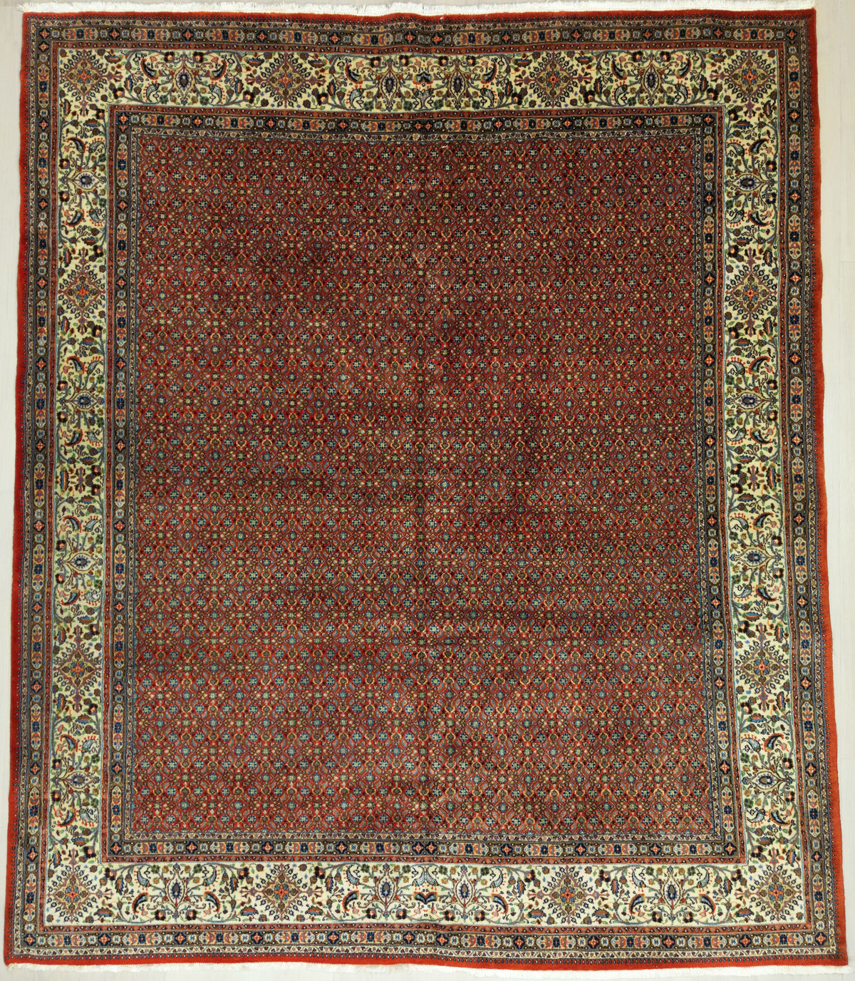Persian Moud-Mashad Rug | 8' 1" X 9' 6" | Orange & Beige Colours | Urban Production