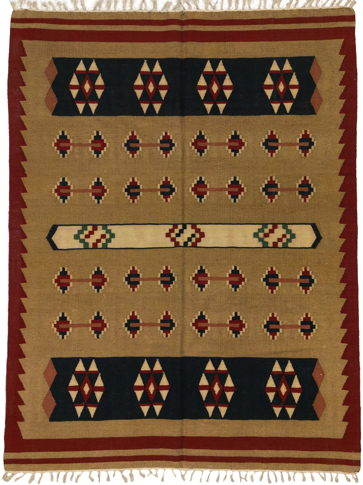 Egyptian Kilim | 4' 10" X 6' 4" | Tan Colour | Tribal Production