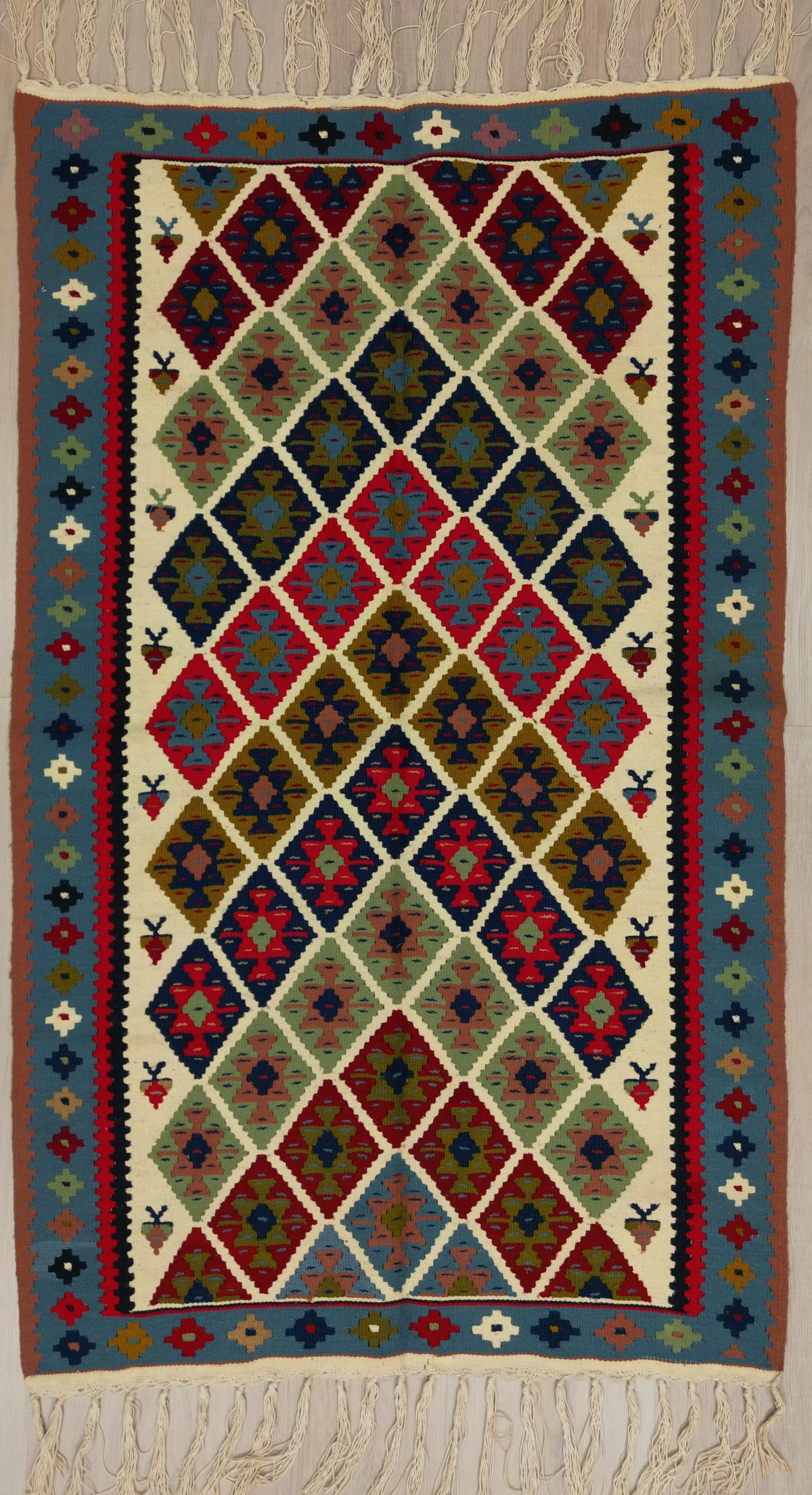 Turkish Kilim | 3' 1" X 5' | Multicolour | Geometric Design | Tribal Production