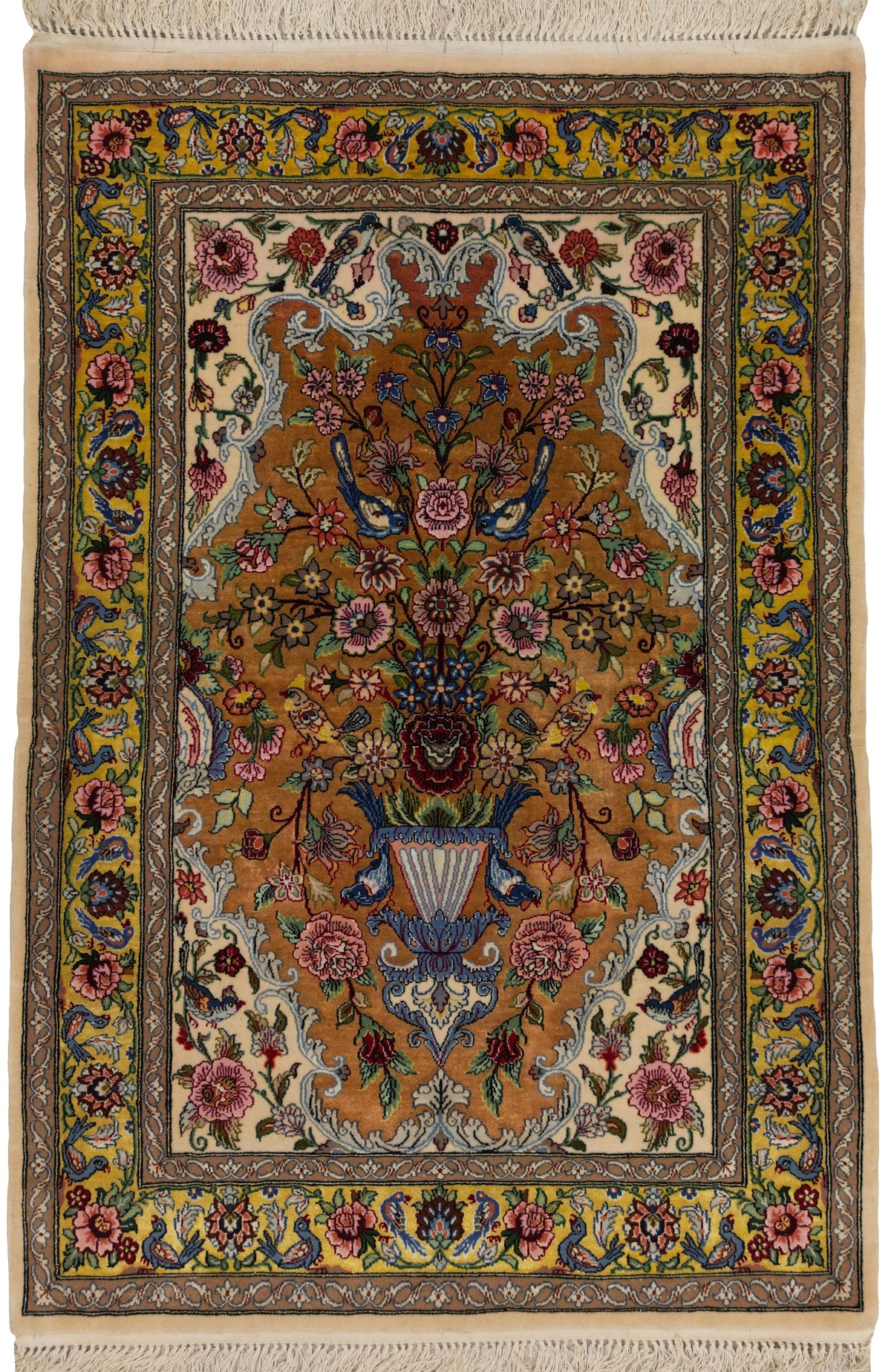 Persian Isfahan Rug | 2' 9" X 4' 1" | Orange & Yellow Colours | Urban Production