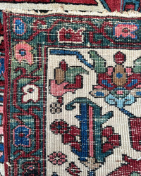 Antique Persian Serapi Heriz Rug Circa 1880 | 14' 5" X 23' | Multicolour Jewel Tones | Geometric Design | Tribal Production