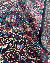 Antique Persian Doroksh Rug Circa 1920 | 8' 4" X 12' 2" | Navy-Blue & Purple Colours | Finely Woven | Urban Production