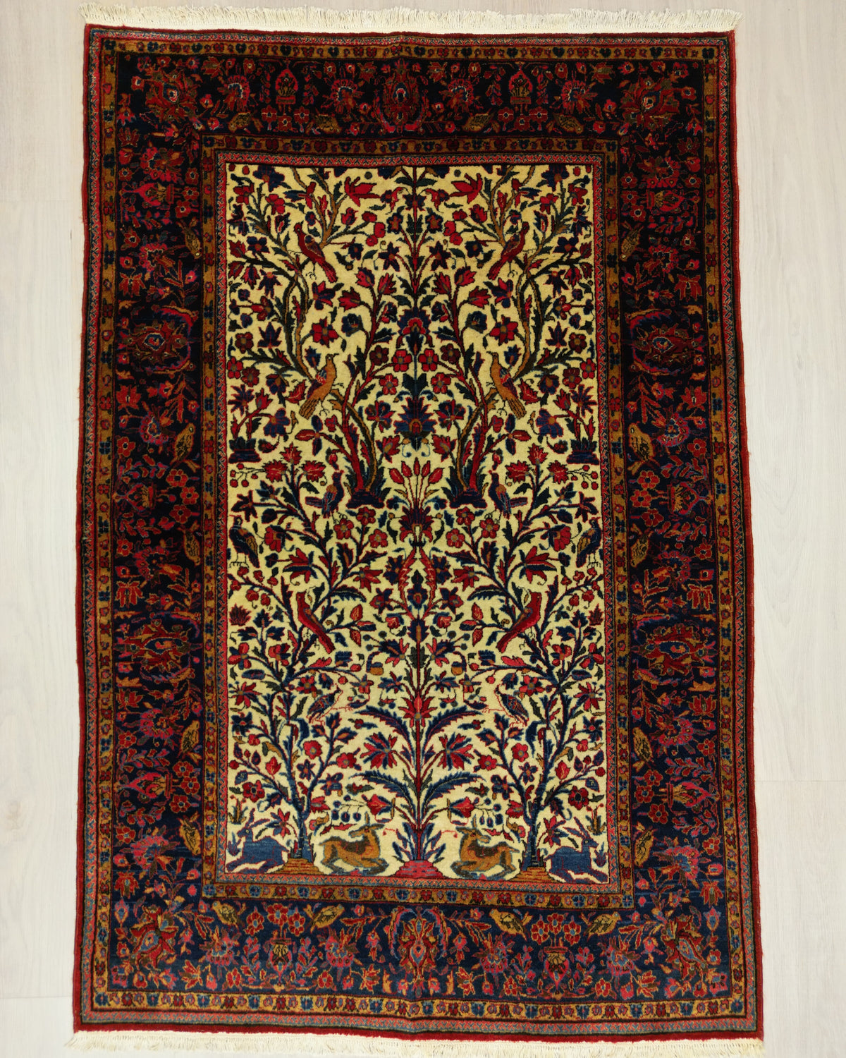 Antique Persian Manchester Kashan Rug Circa 1920 | 6' 3" X 4’ 2” | White & Blue Colours | Urban Production