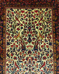Antique Persian Manchester Kashan Rug Circa 1920 | 6' 3" X 4’ 2” | White & Blue Colours | Urban Production