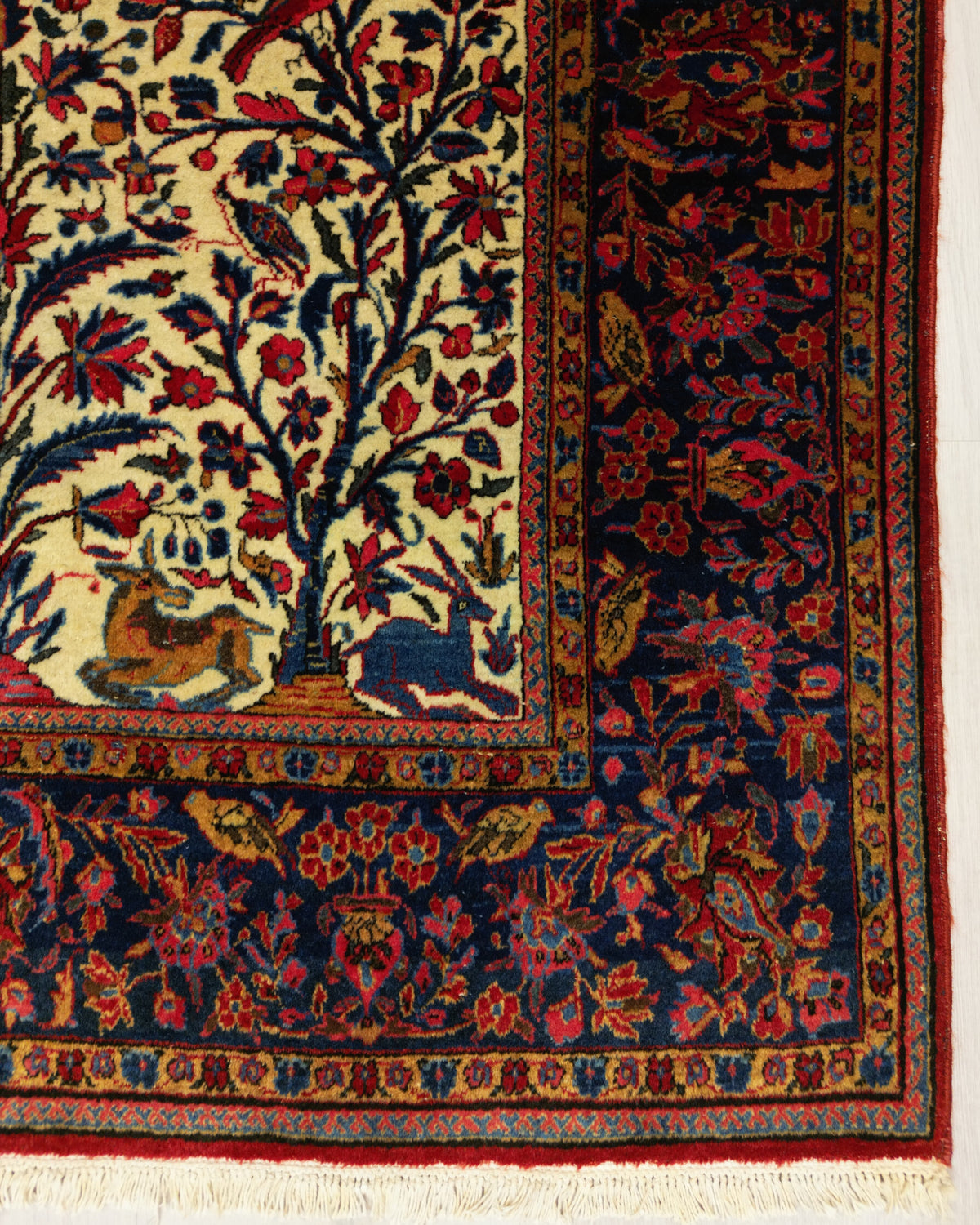 Antique Persian Manchester Kashan Rug Circa 1920 | 6' 3" X 4’ 2” | White & Blue Colours | Urban Production