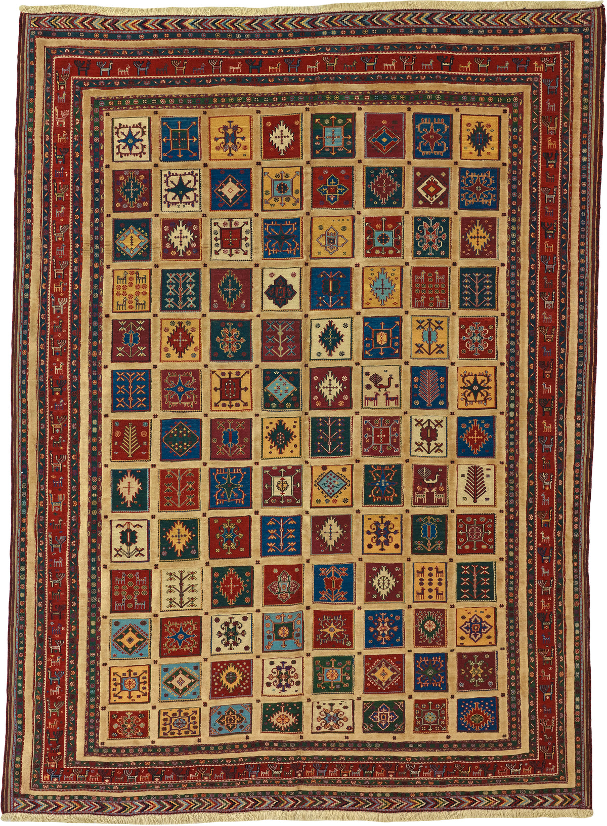 Persian Shiraz Carpet Kilim Rug | 8' 2" X 11' 2" | Panel Design | Multi-Coloured | Tribal Production