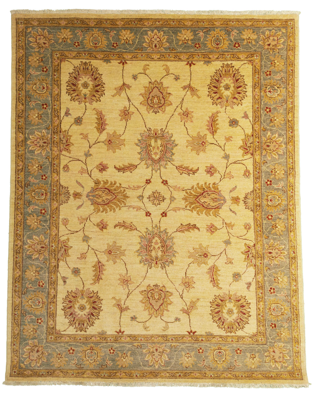 Afghanistanian Chobi Rug | 4' 12" X 6' 3" | Ivory & Aqua Coloured | Urban Production
