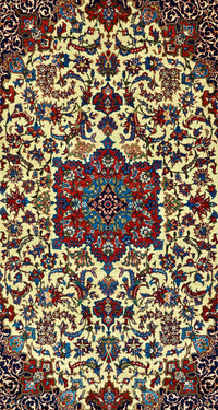 Antique Persian Isfahan Shureshi Rug Circa 1910 | 4' 7" X 7' 3" | Ivory & Red Colours | Medallion Design | Urban Production