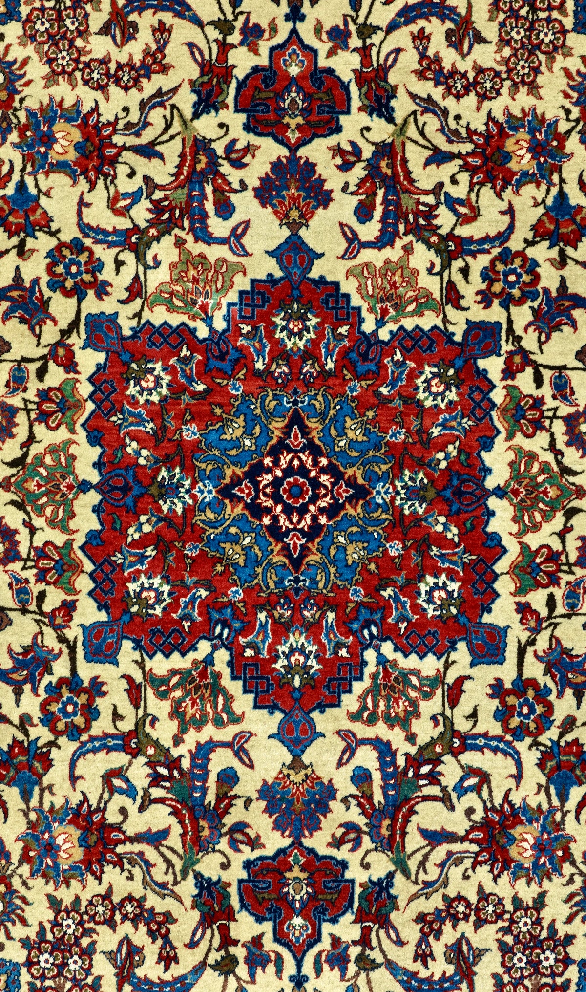 Antique Persian Isfahan Shureshi Rug Circa 1910 | 4' 7" X 7' 3" | Ivory & Red Colours | Medallion Design | Urban Production