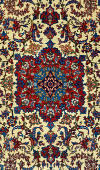 Antique Persian Isfahan Shureshi Rug Circa 1910 | 4' 7" X 7' 3" | Ivory & Red Colours | Medallion Design | Urban Production