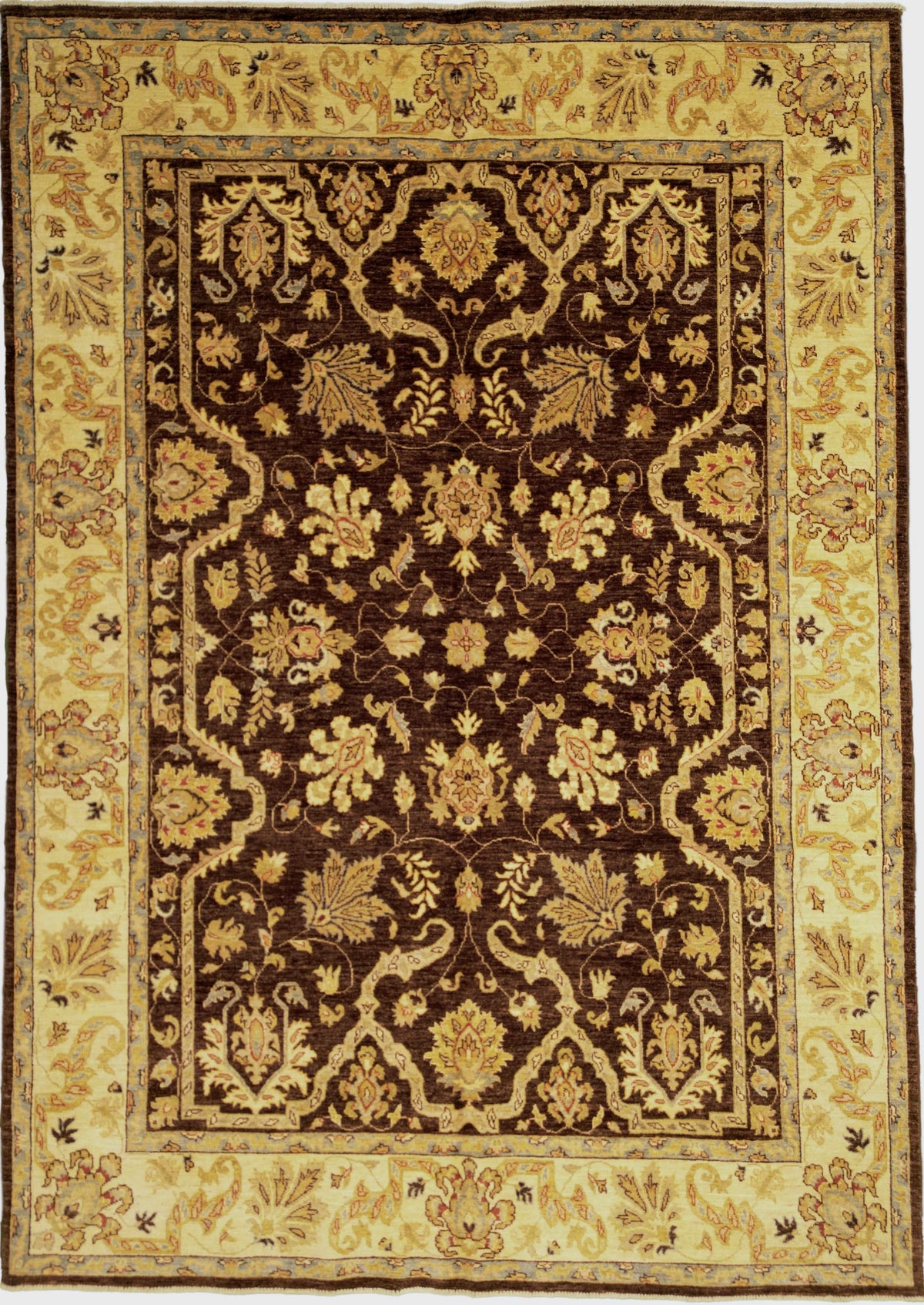Afghanistanian Chobi Rug | 6' 10" X 9' 8" | Chocolate & Ivory Coloured | Urban Production