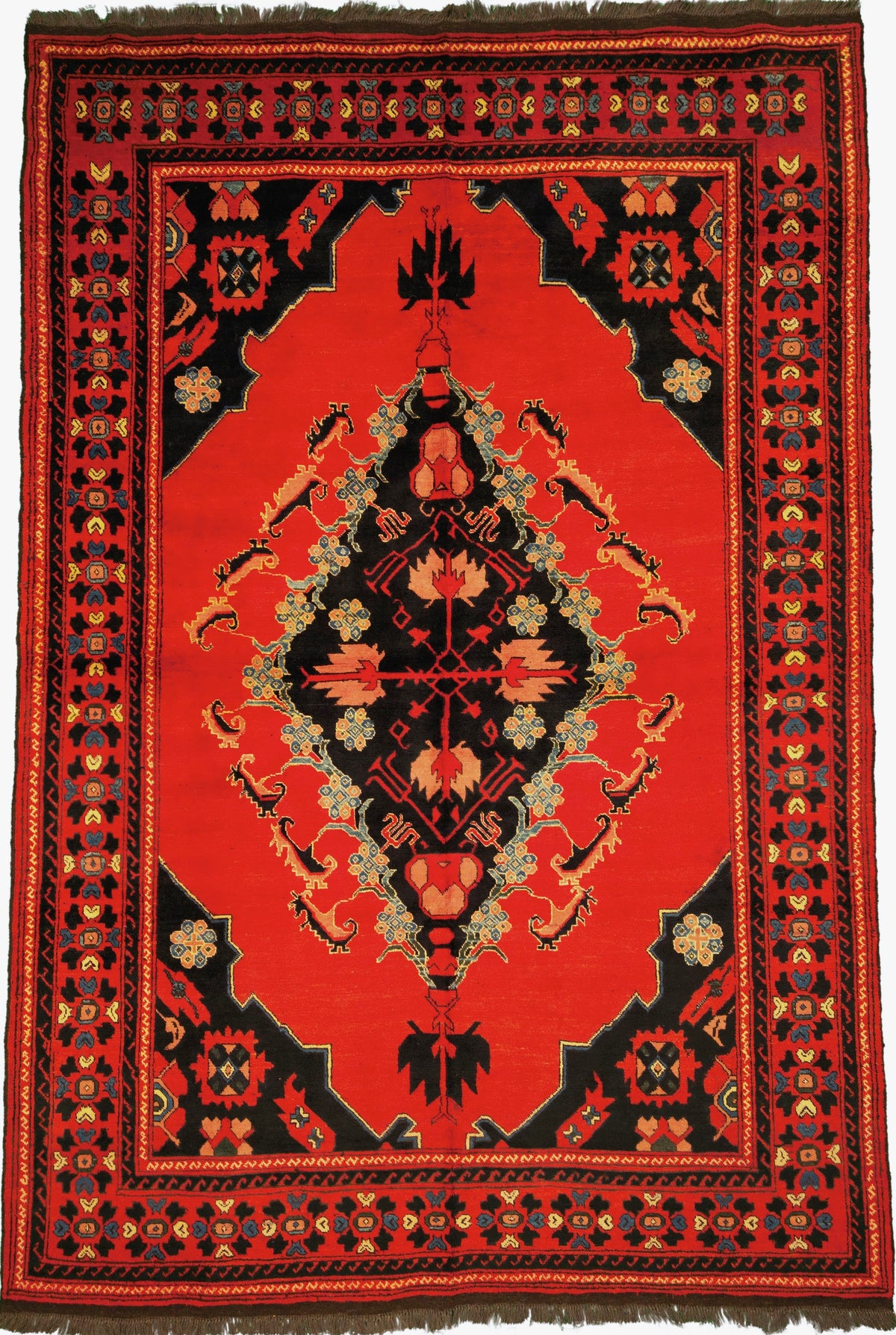 Afghanistanian Rug | 6' 9" X 10' 1" | Geometric Design | Red & Black Colours | Tribal Production