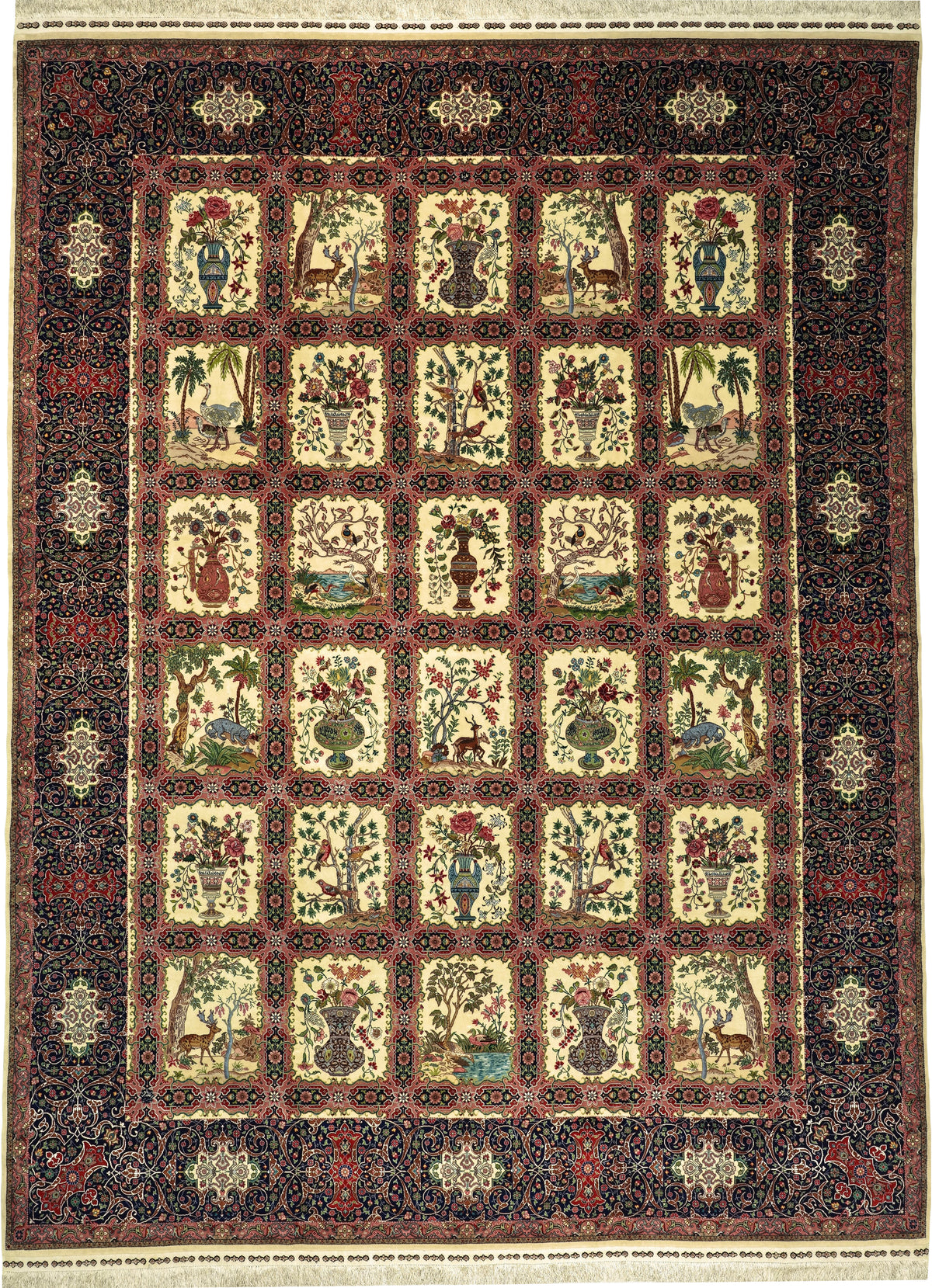 Persian Tabriz Alabaf Rug | 9' 10" X 13' 3" | Multicolour | Garden/Panel Design | Urban Production