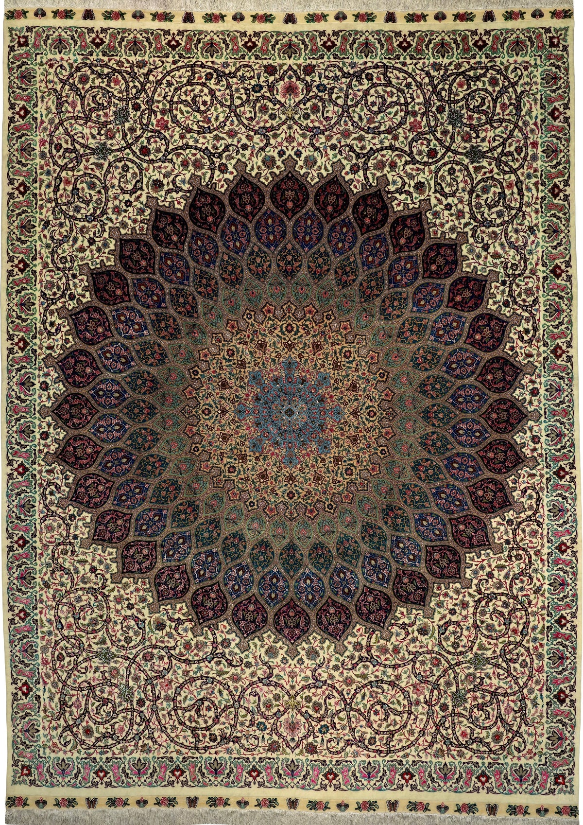 Persian Tabriz Rug | 9' 8" X 13' 1" | Multicolour | Dome Design | Urban Production