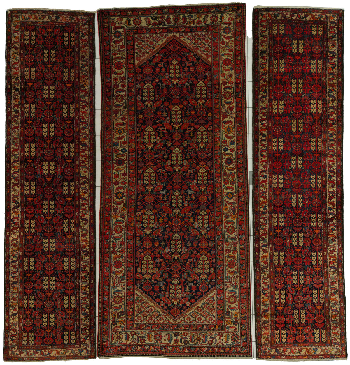 Antique Persian Malayer Rug Circa 1900 | 5' 7" X 13' 3" | Navy-Blue & Ivory Colours | Tribal Production | (Runners Seperate)